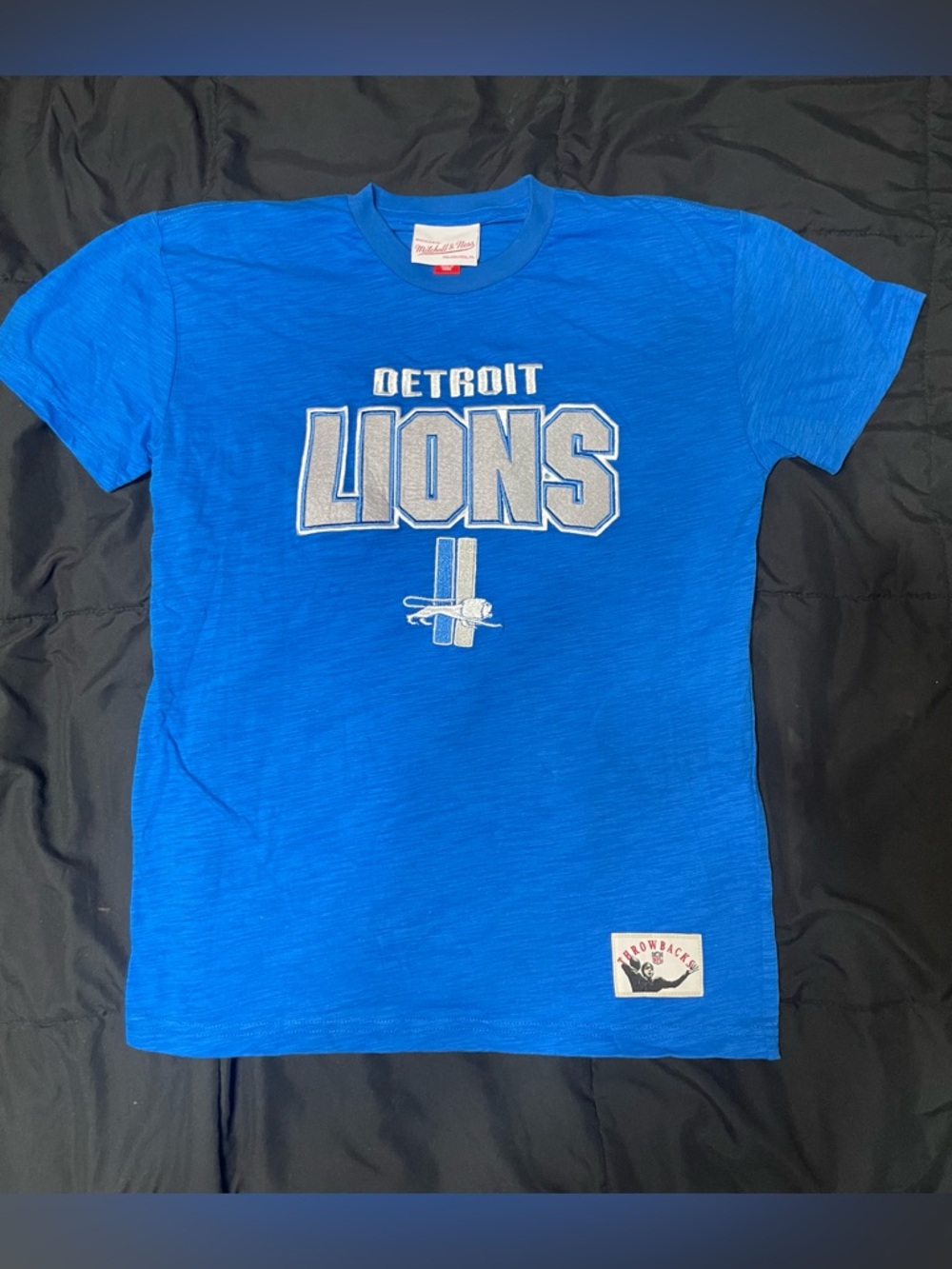 NFL Mitchell & Ness Detroit Lions Blue Short Sleeve T-Shirt Youth M 10/12 NWOT